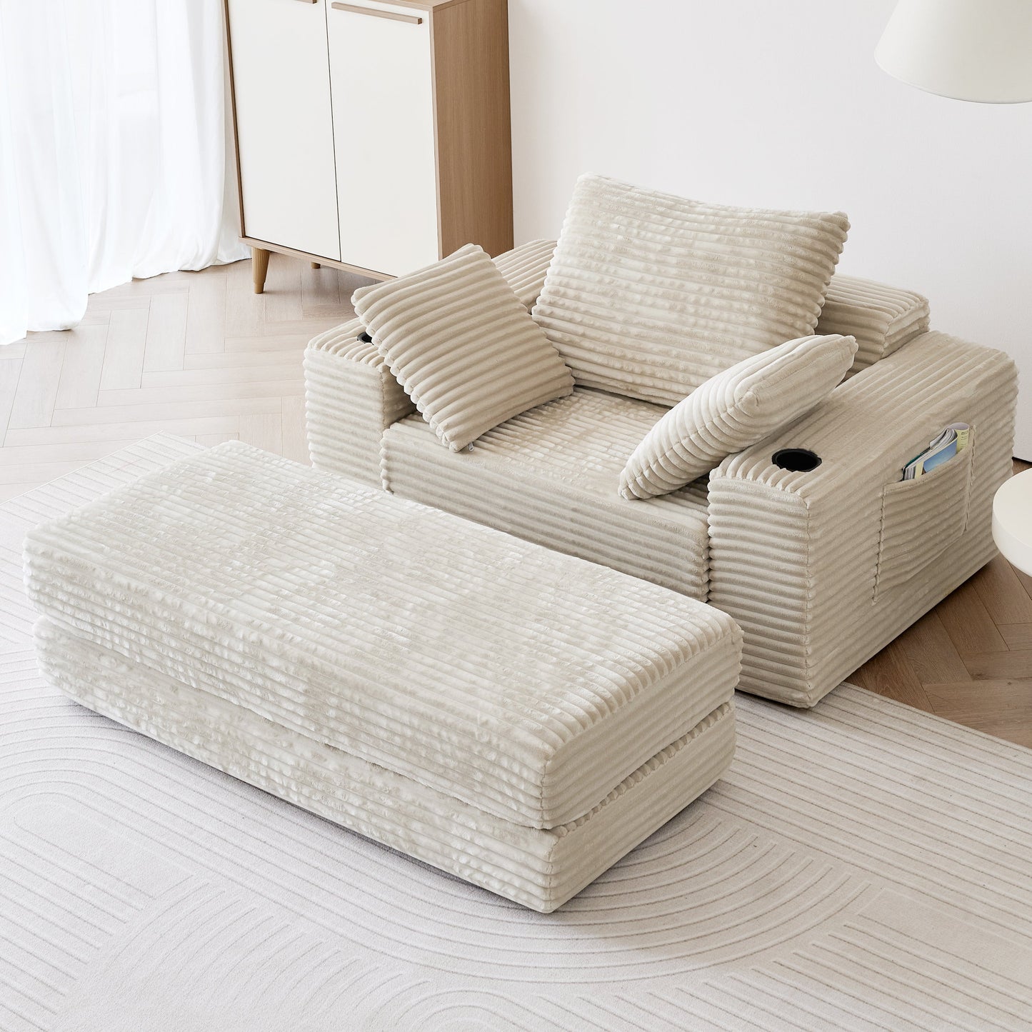 53.5” Modern Oversize Chaise Lounge Sofa Bed