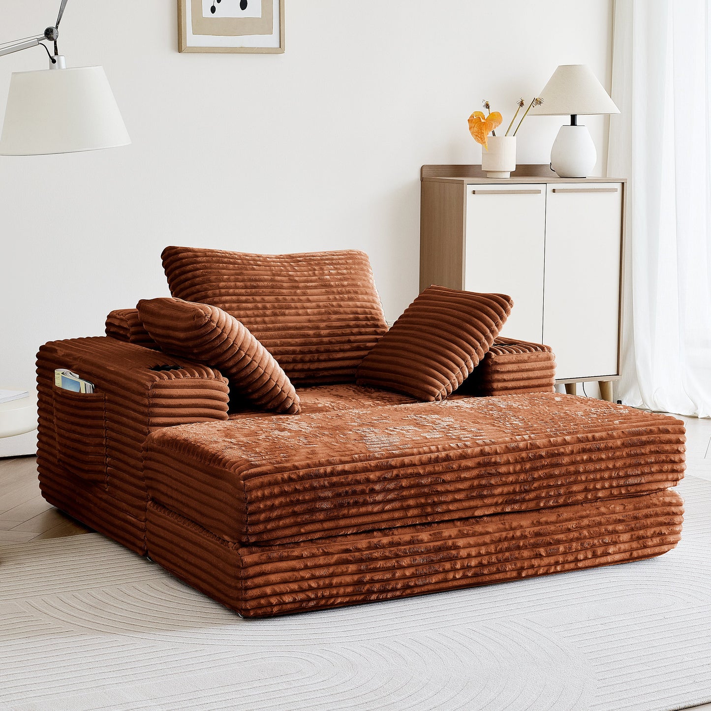 53.5” Modern Oversize Chaise Lounge Sofa Bed