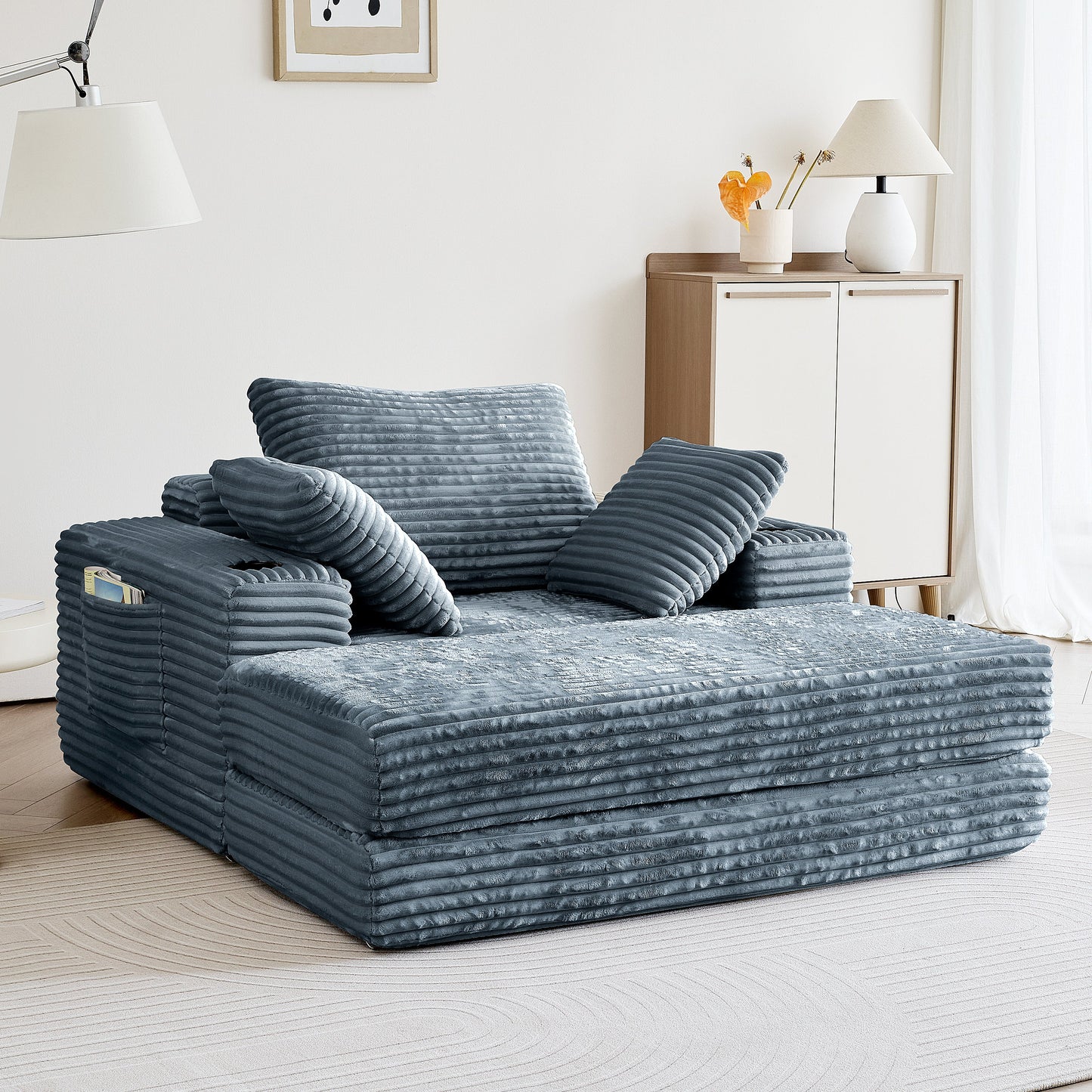 53.5” Modern Oversize Chaise Lounge Sofa Bed