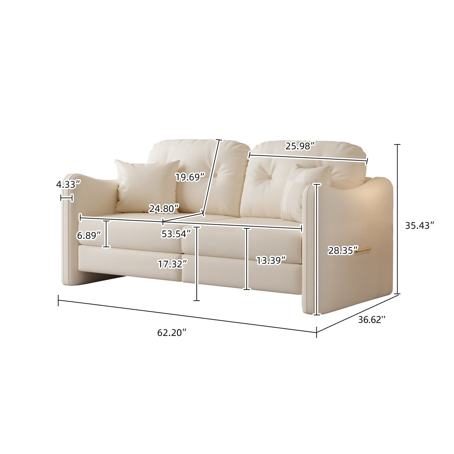 62.2”Modern Living Room Beige Sofa