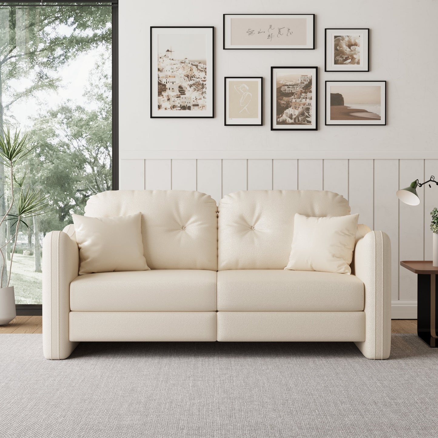 62.2”Modern Living Room Beige Sofa