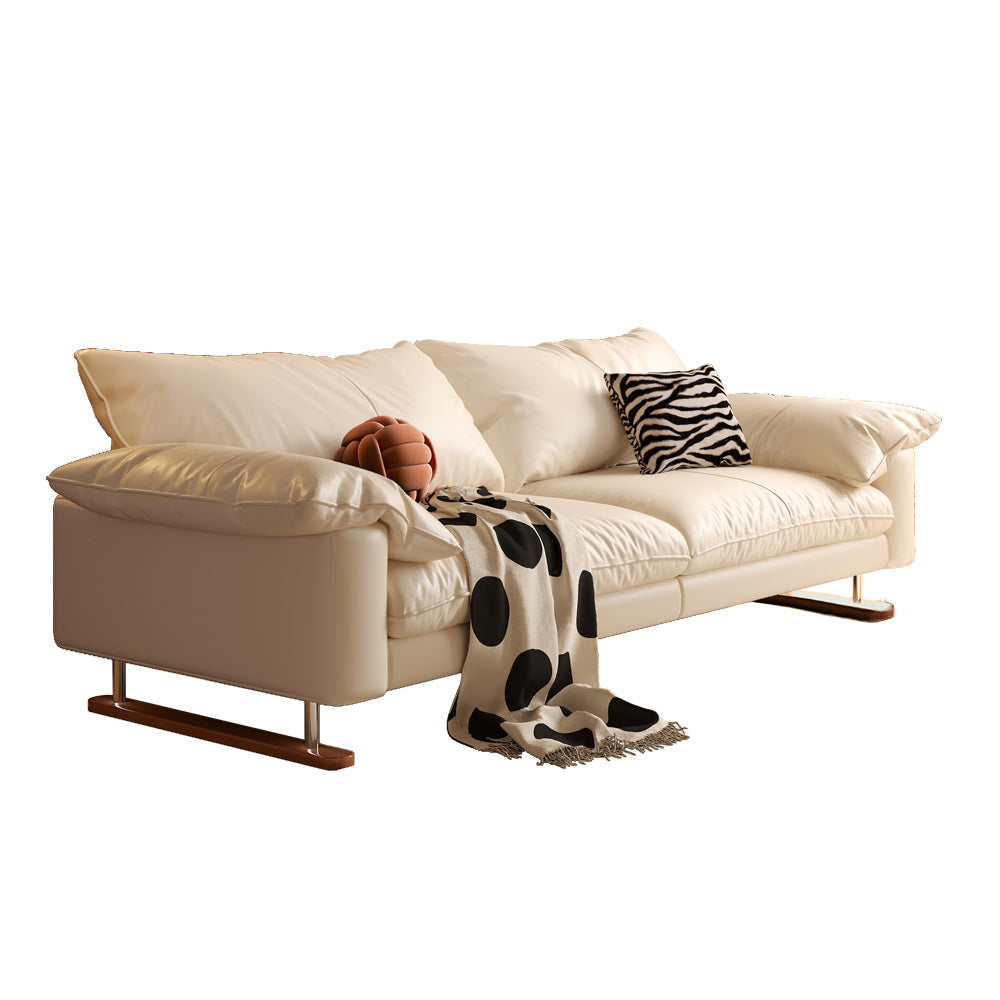 86.61" Faux Leather Sofa Vintage Style for Living Room
