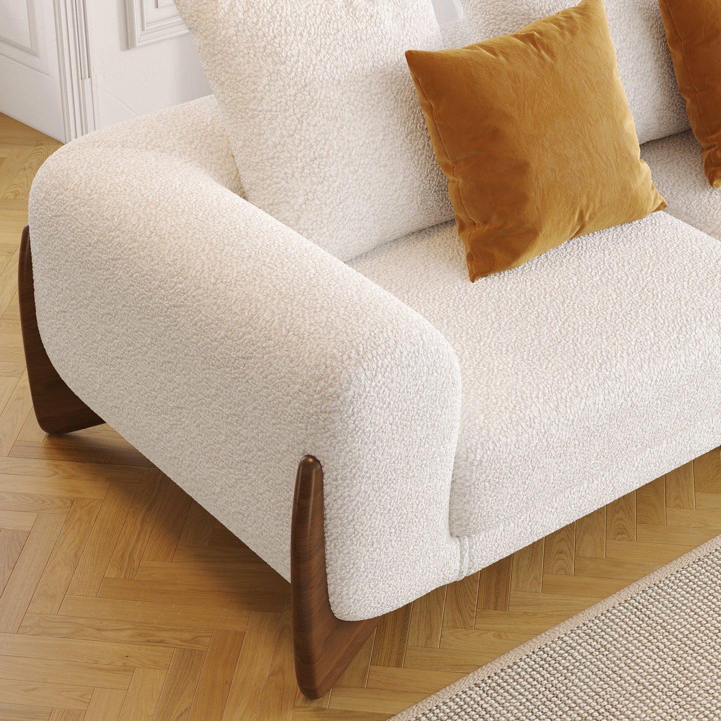 89 Inches Modern 3 seater sofa with Solid Wood Legs