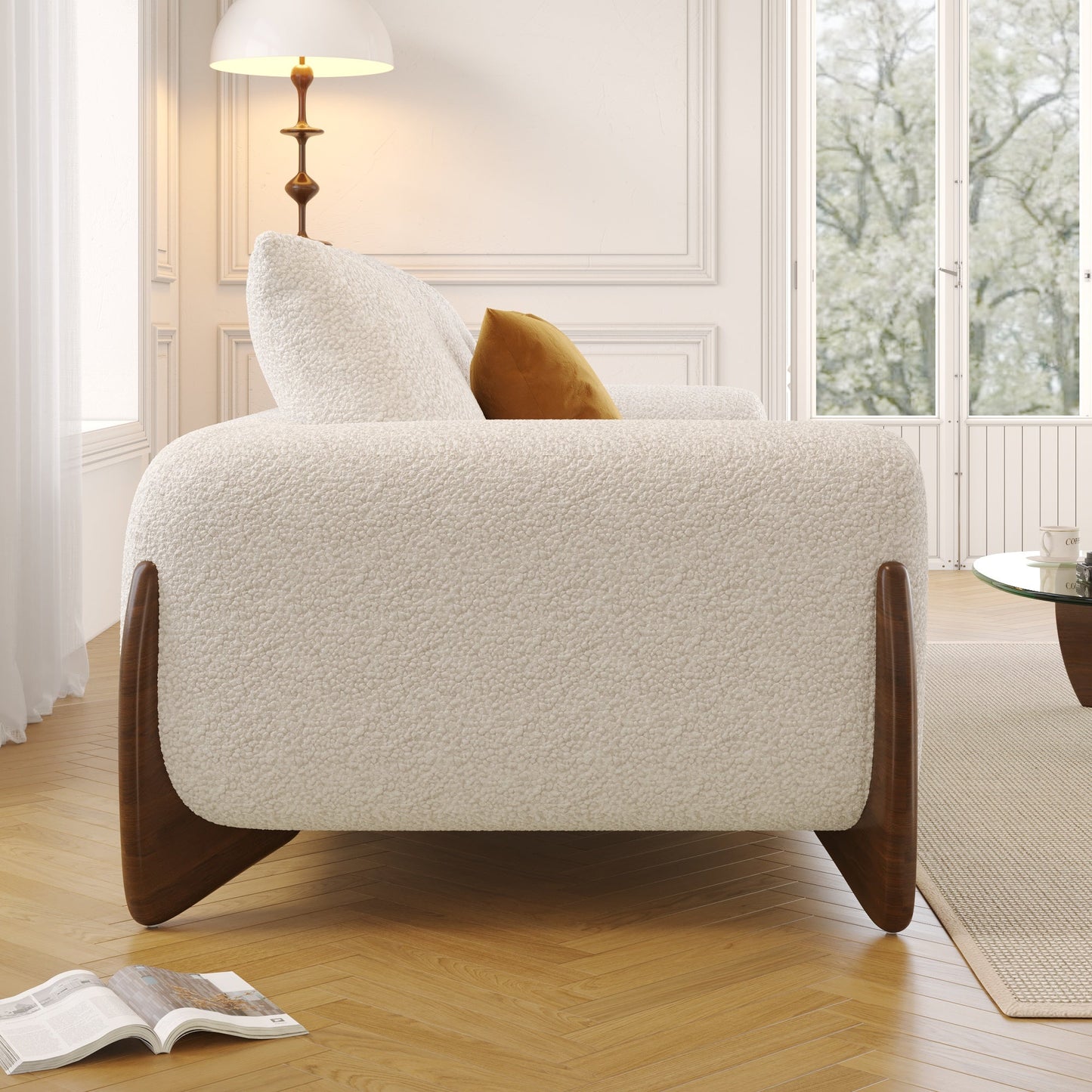 89 Inches Modern 3 seater sofa with Solid Wood Legs