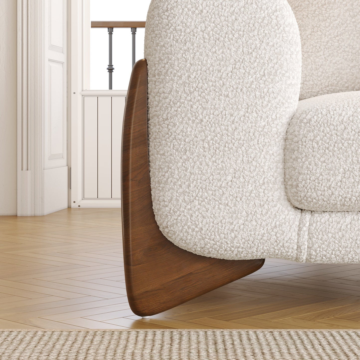 89 Inches Modern 3 seater sofa with Solid Wood Legs