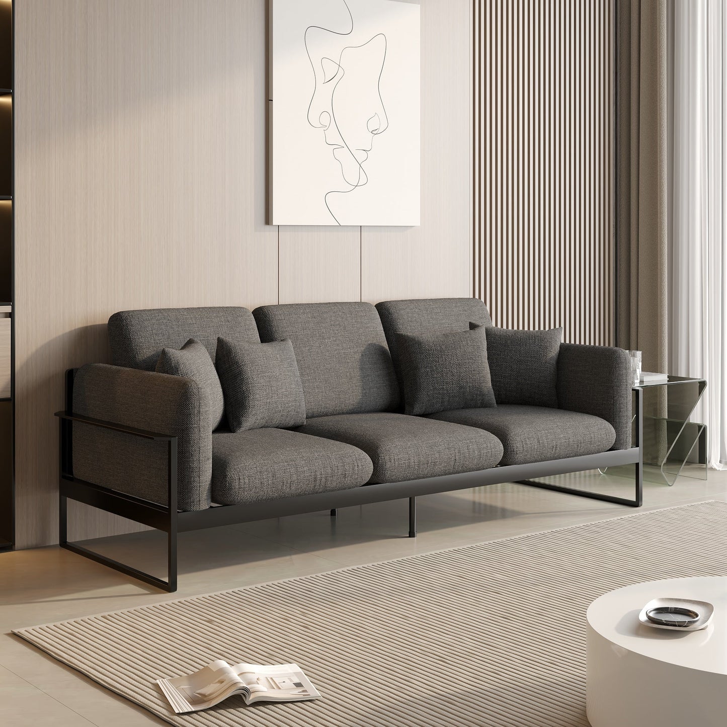 90.56'' Upholstered Sofa with Metal Frame