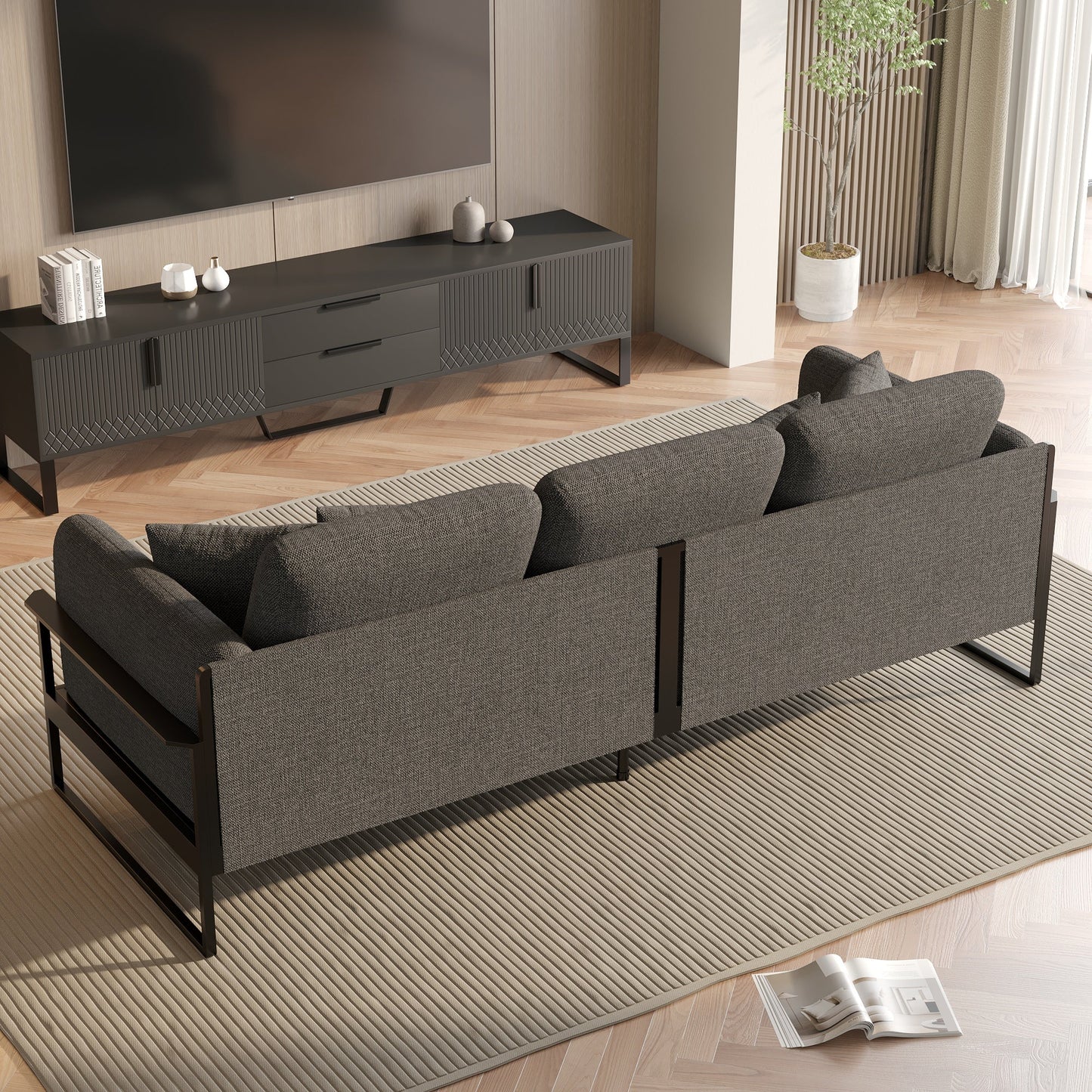 90.56'' Upholstered Sofa with Metal Frame