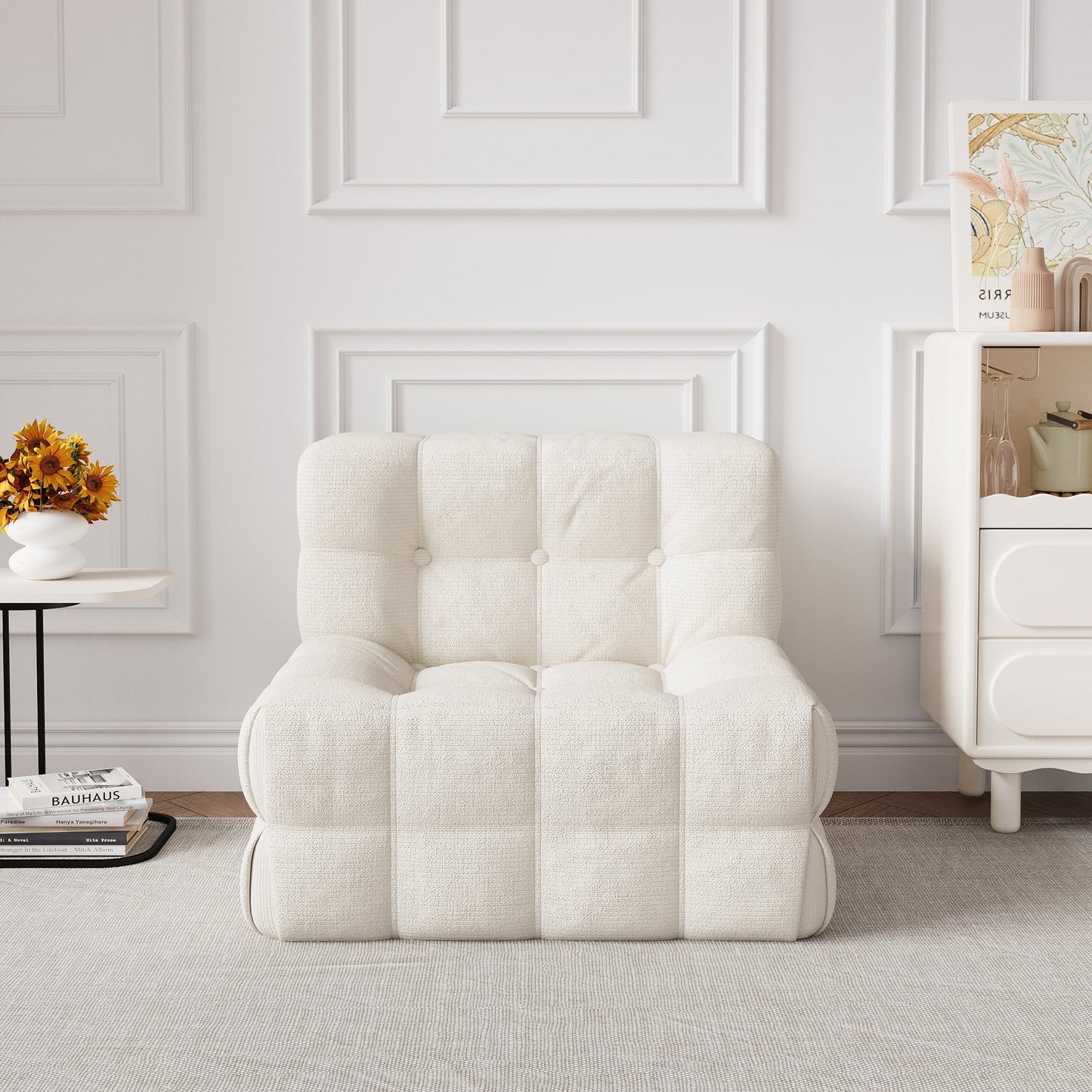 Bean Bag Tufted Corduroy Upholstered Lazy Sofa Chair