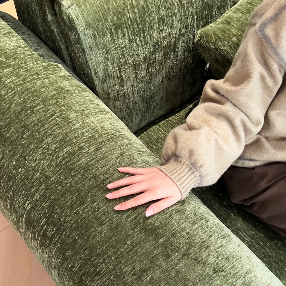 Green Chenille Big Comfy Couch – Adjustable Headrest, Water-Resistant