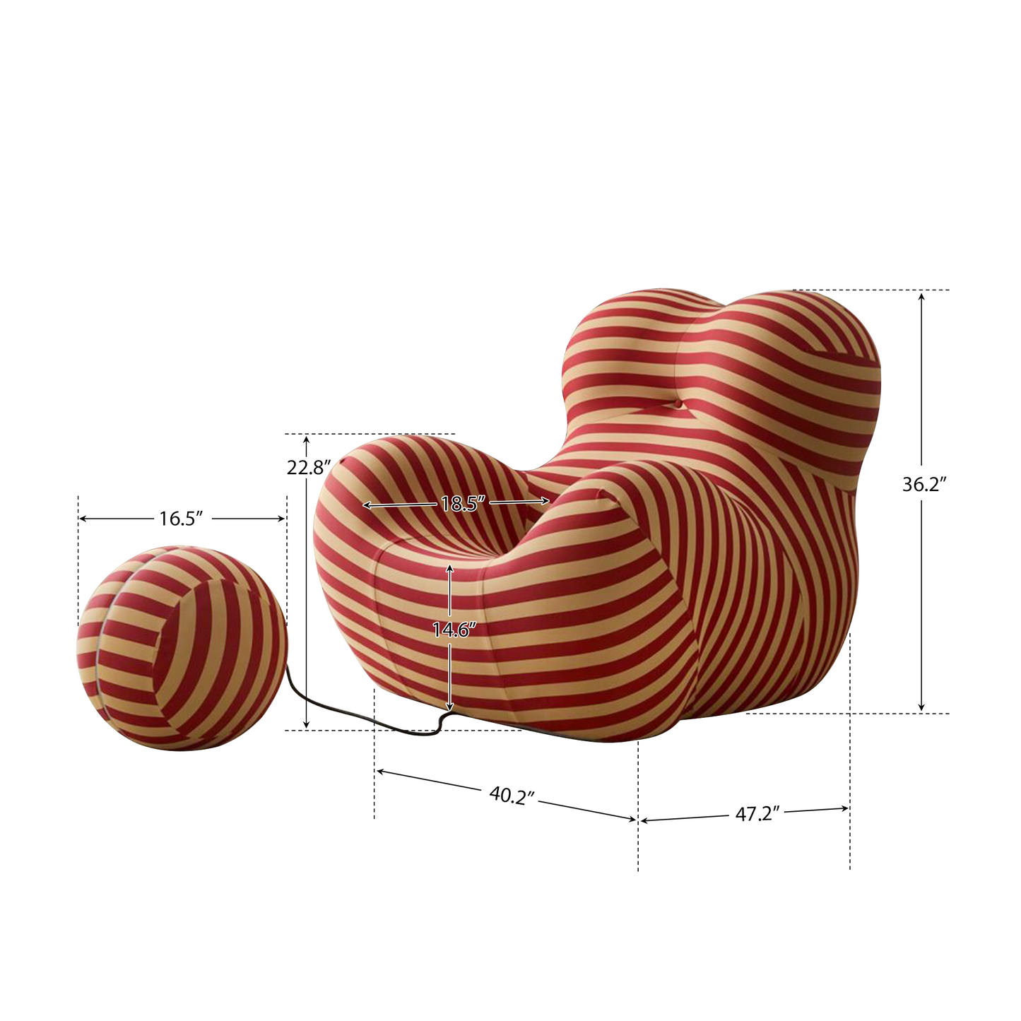 Creative Single Lounge Sofa Chair with Ottoman