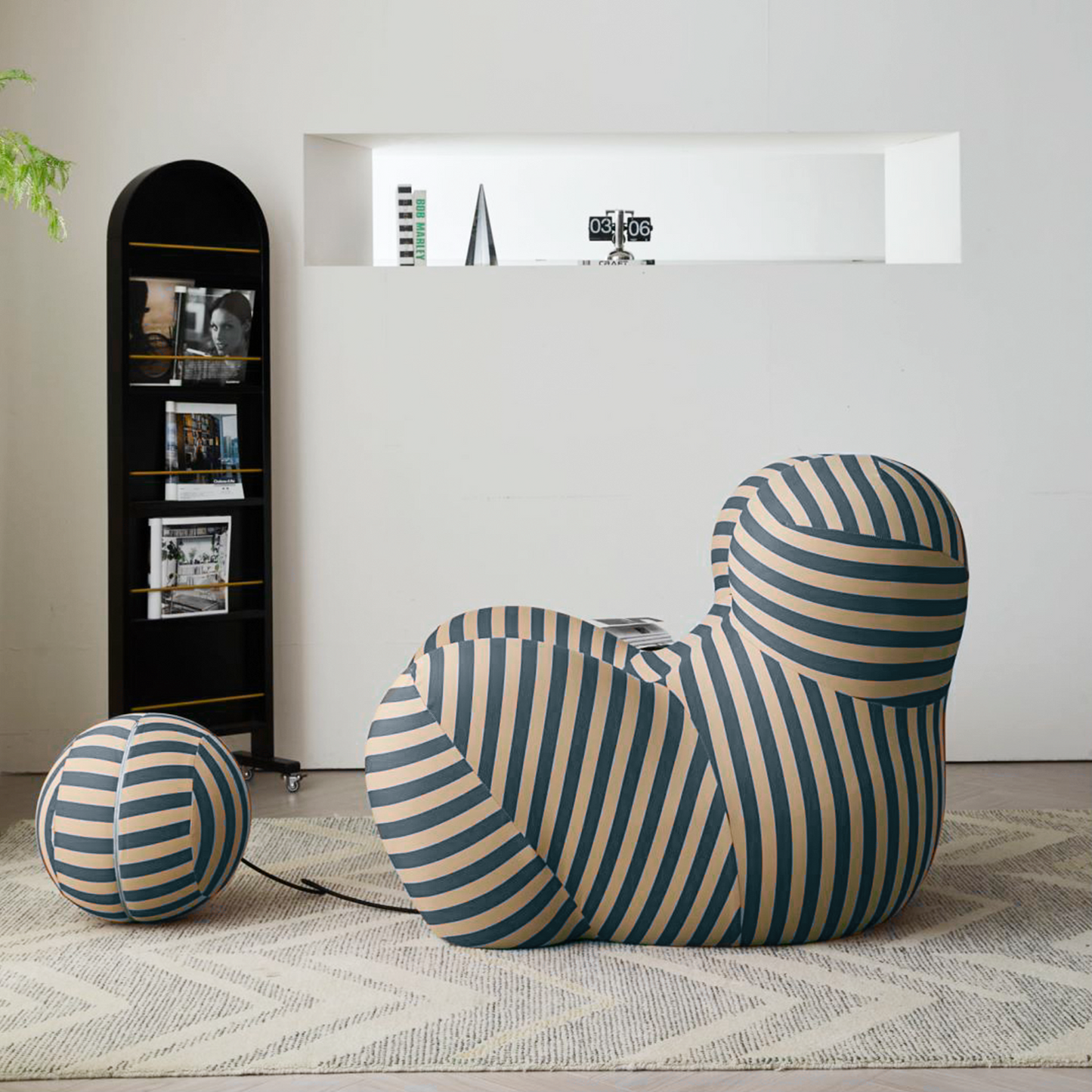 Creative Single Lounge Sofa Chair with Ottoman
