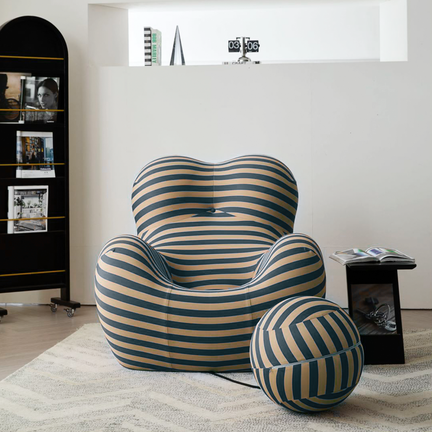 Creative Single Lounge Sofa Chair with Ottoman