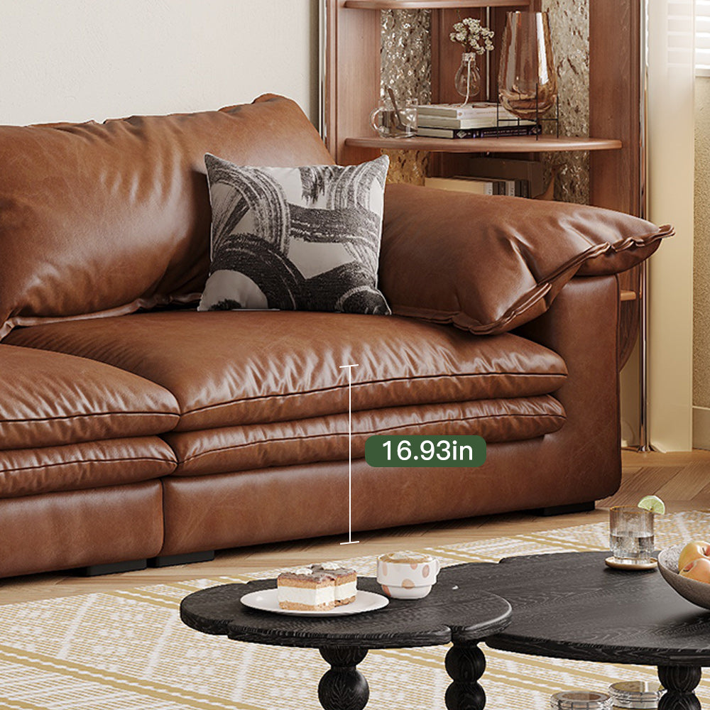 Faux Leather Sofa Brown Vintage Living Room Sofa