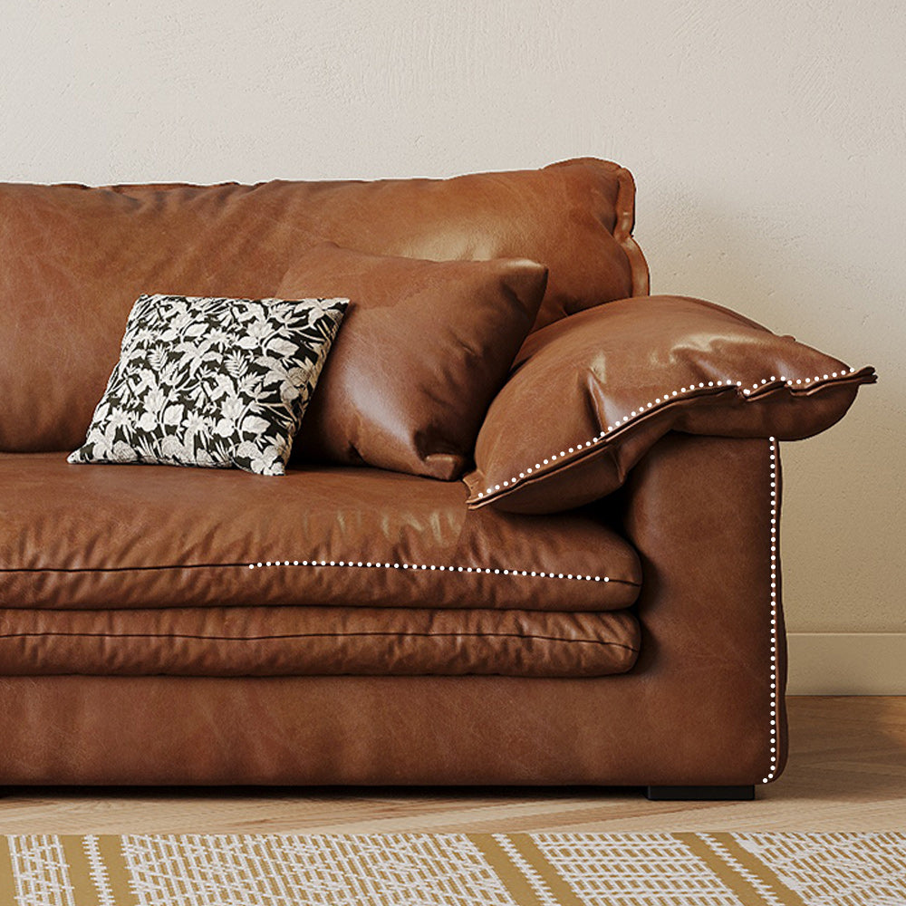 Faux Leather Sofa Brown Vintage Living Room Sofa
