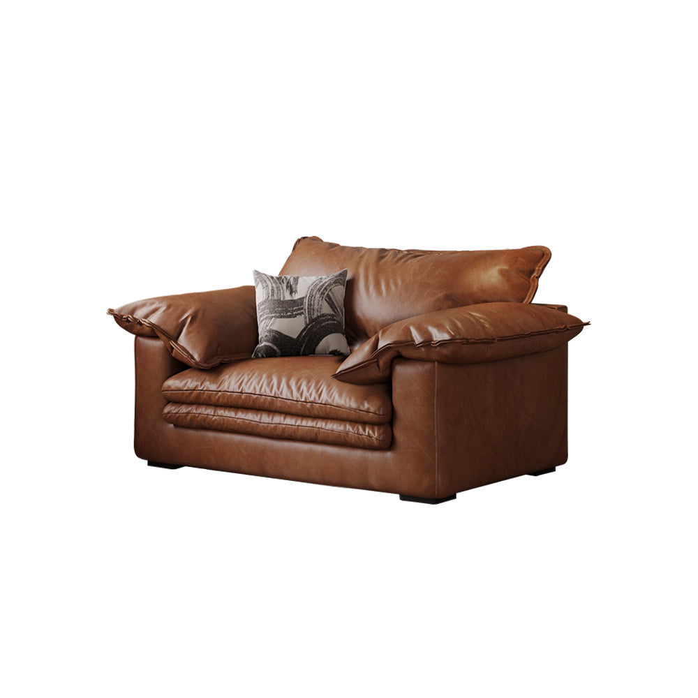 Faux Leather Sofa Brown Vintage Living Room Sofa