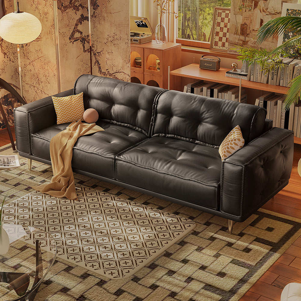 French Vintage Leather Sofa Luxurious Comfort
