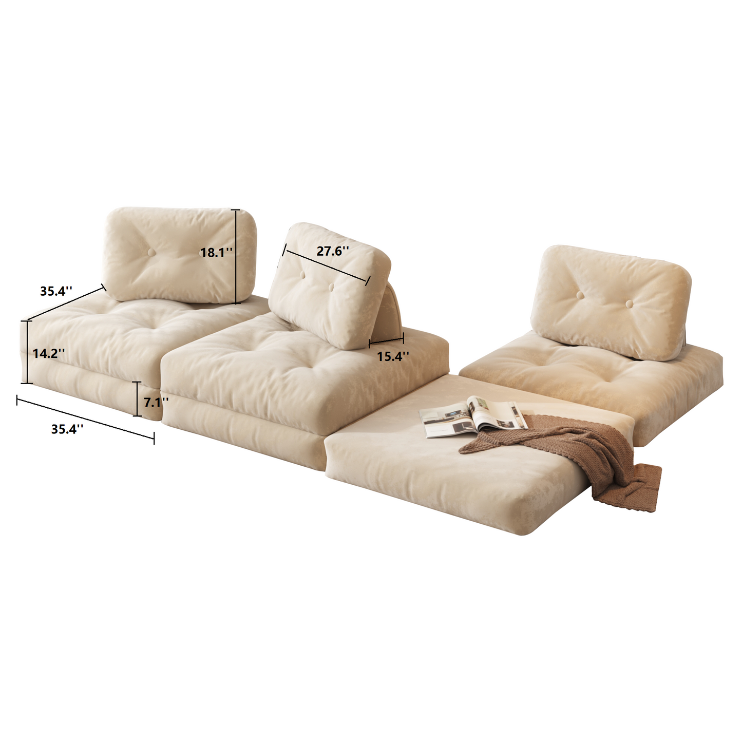 Individual Convertable Floor Couch Living Room Modular Sofa