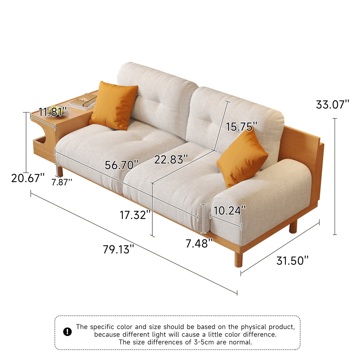 Japandi Wooden Base Sofa with Integrated Cat Den
