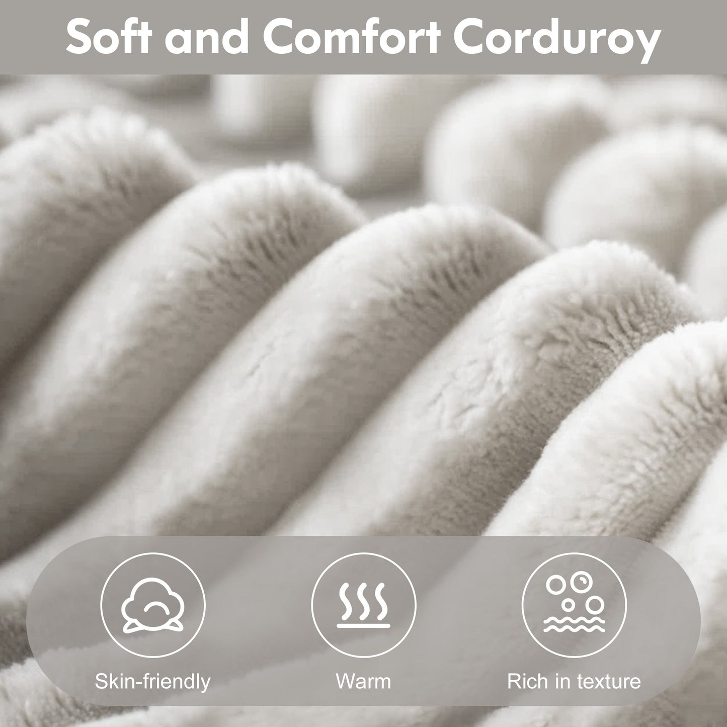 L-shape Beige Color Corduroy Sofa with Ottoman