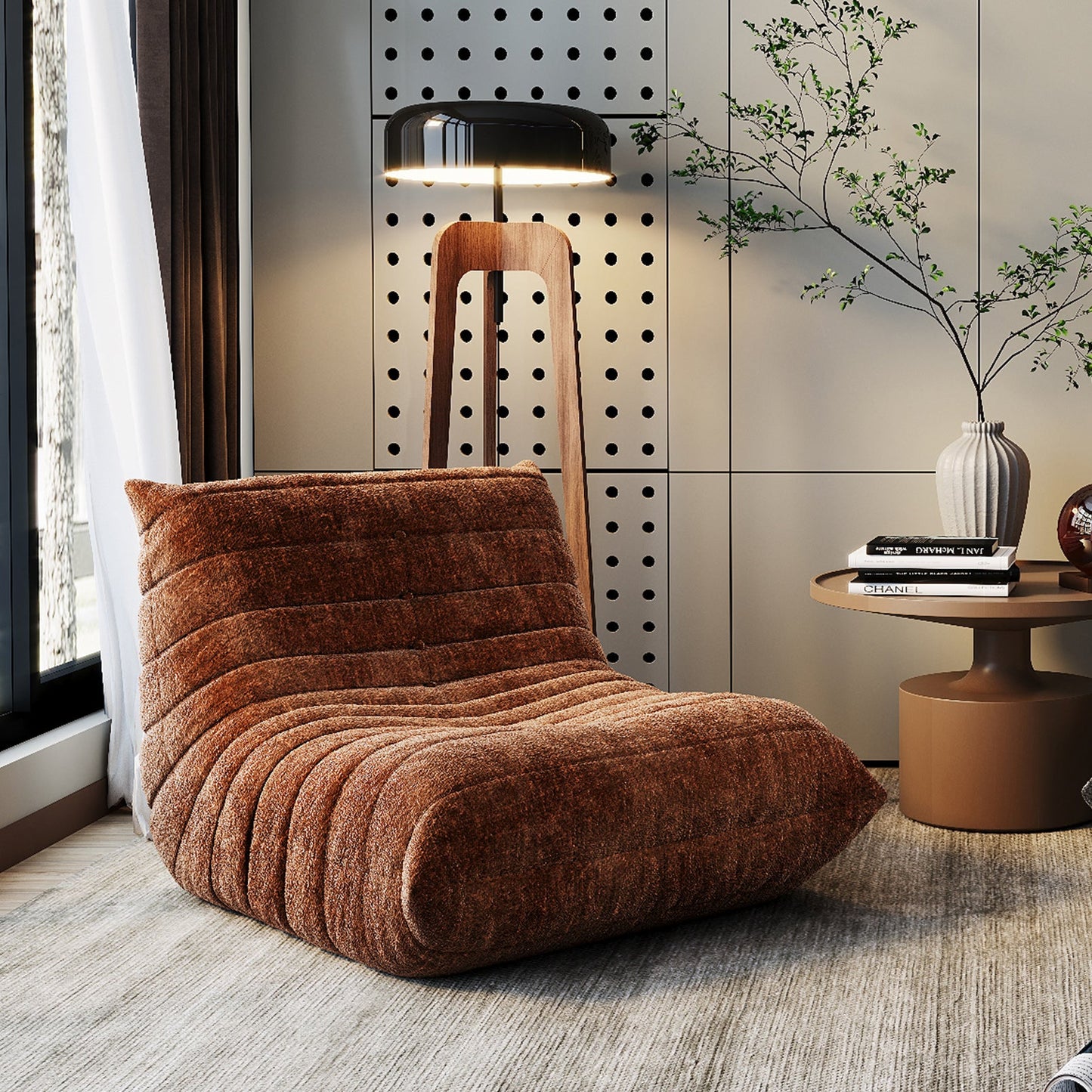 Lazy Compressed Foam Floor Couch Chenille Togo Sofa