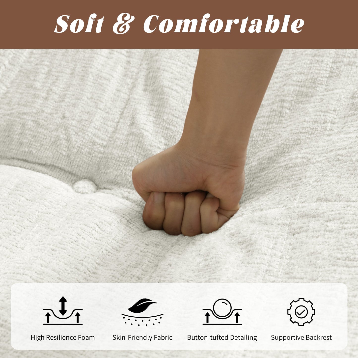 Lazy Compressed Foam Floor Couch Chenille Togo Sofa