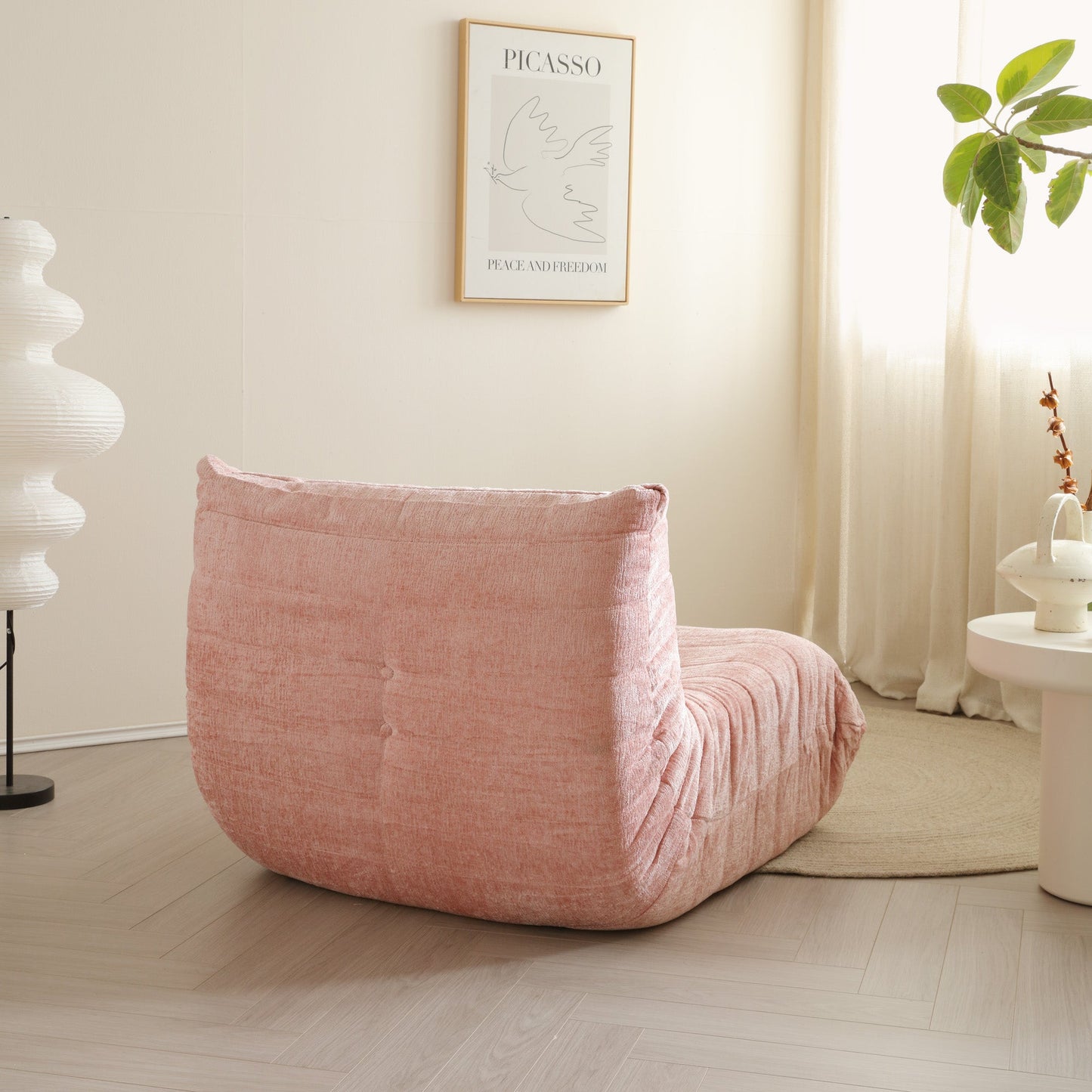 Lazy Compressed Foam Floor Couch Chenille Togo Sofa