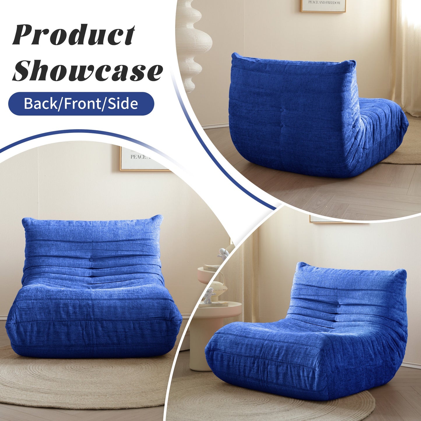 Lazy Compressed Foam Floor Couch Chenille Togo Sofa