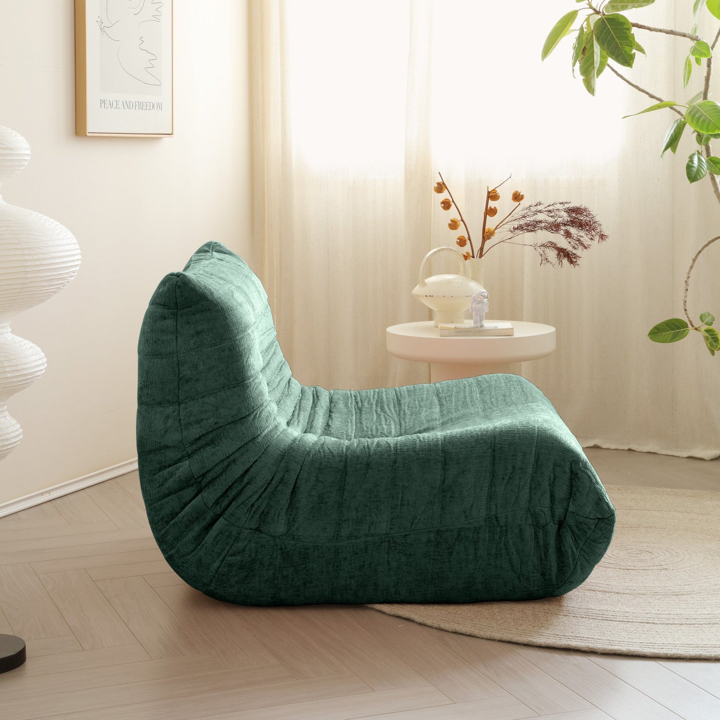 Lazy Compressed Foam Floor Couch Chenille Togo Sofa