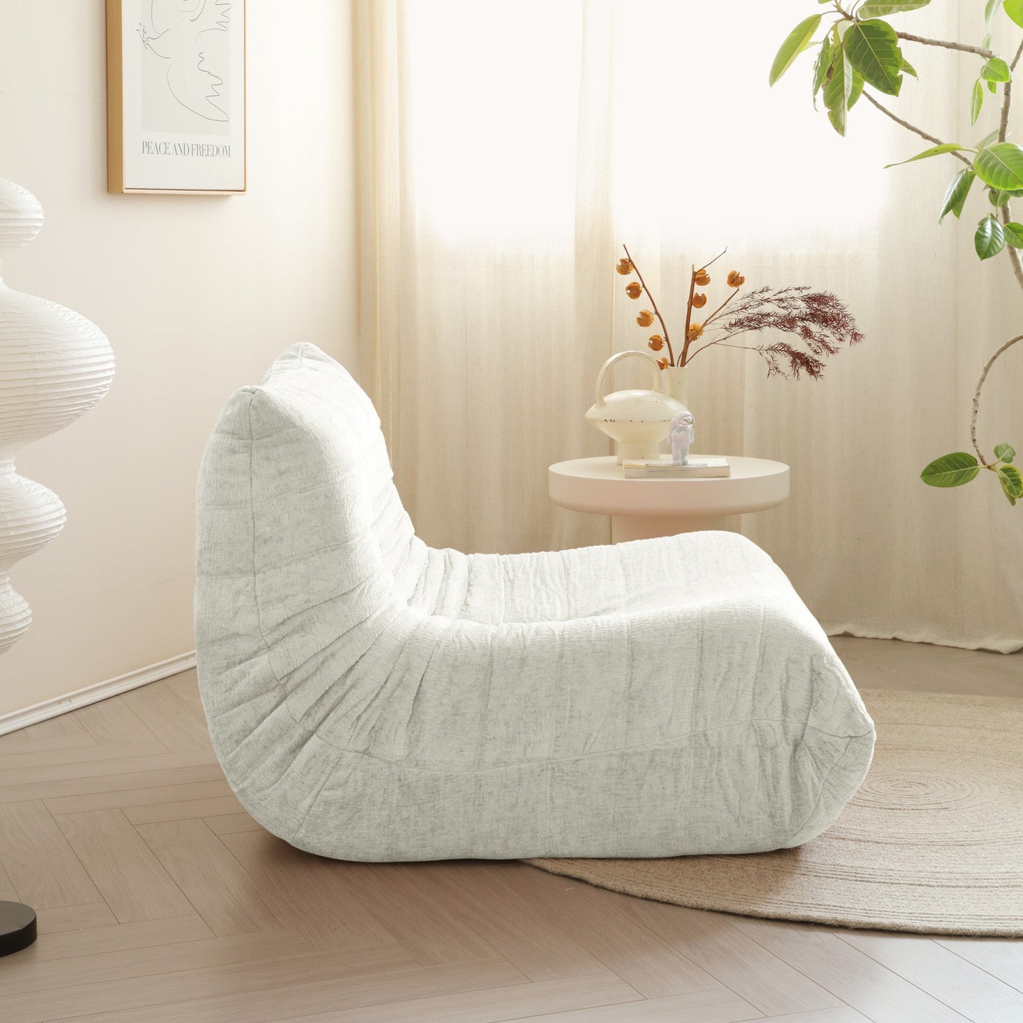 Lazy Compressed Foam Floor Couch Chenille Togo Sofa