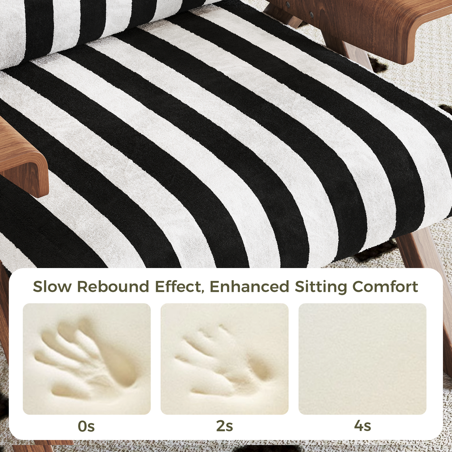 Modern Accent Sofa Armchair White With Black Stripes