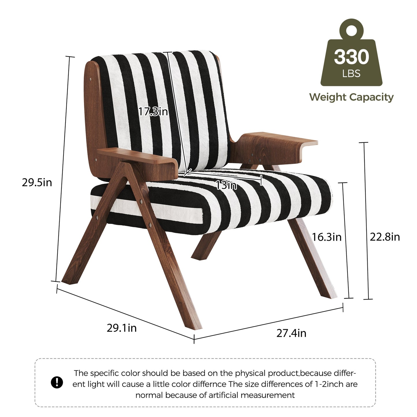 Modern Accent Sofa Armchair White With Black Stripes