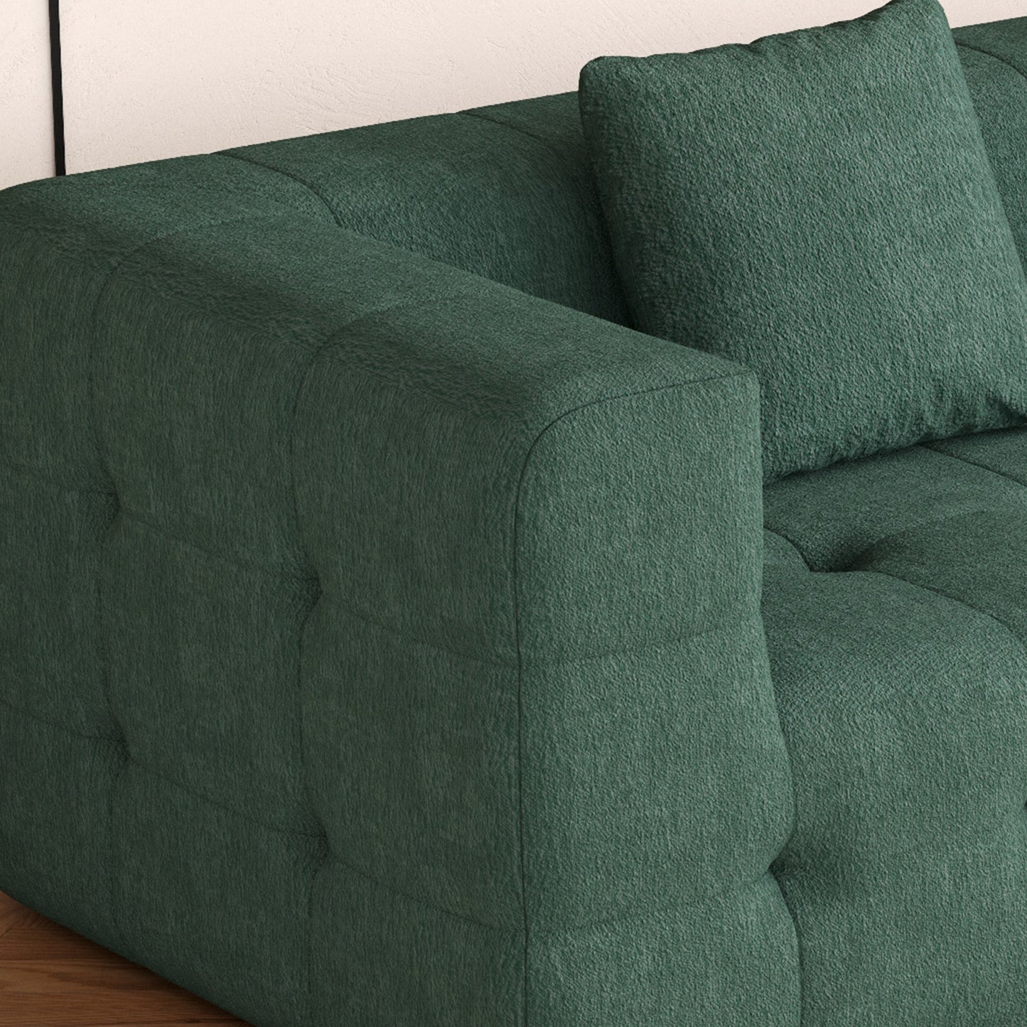 Modern Green Love Seat Sofa with Chenille Velve Fabric