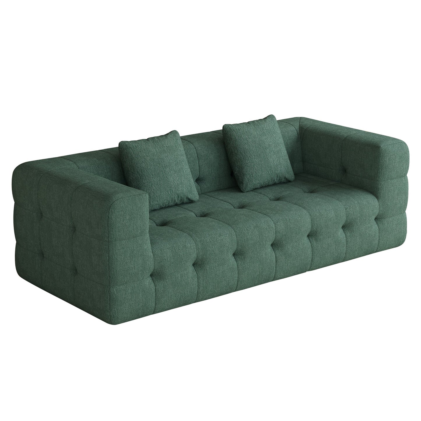 Modern Green Love Seat Sofa with Chenille Velve Fabric