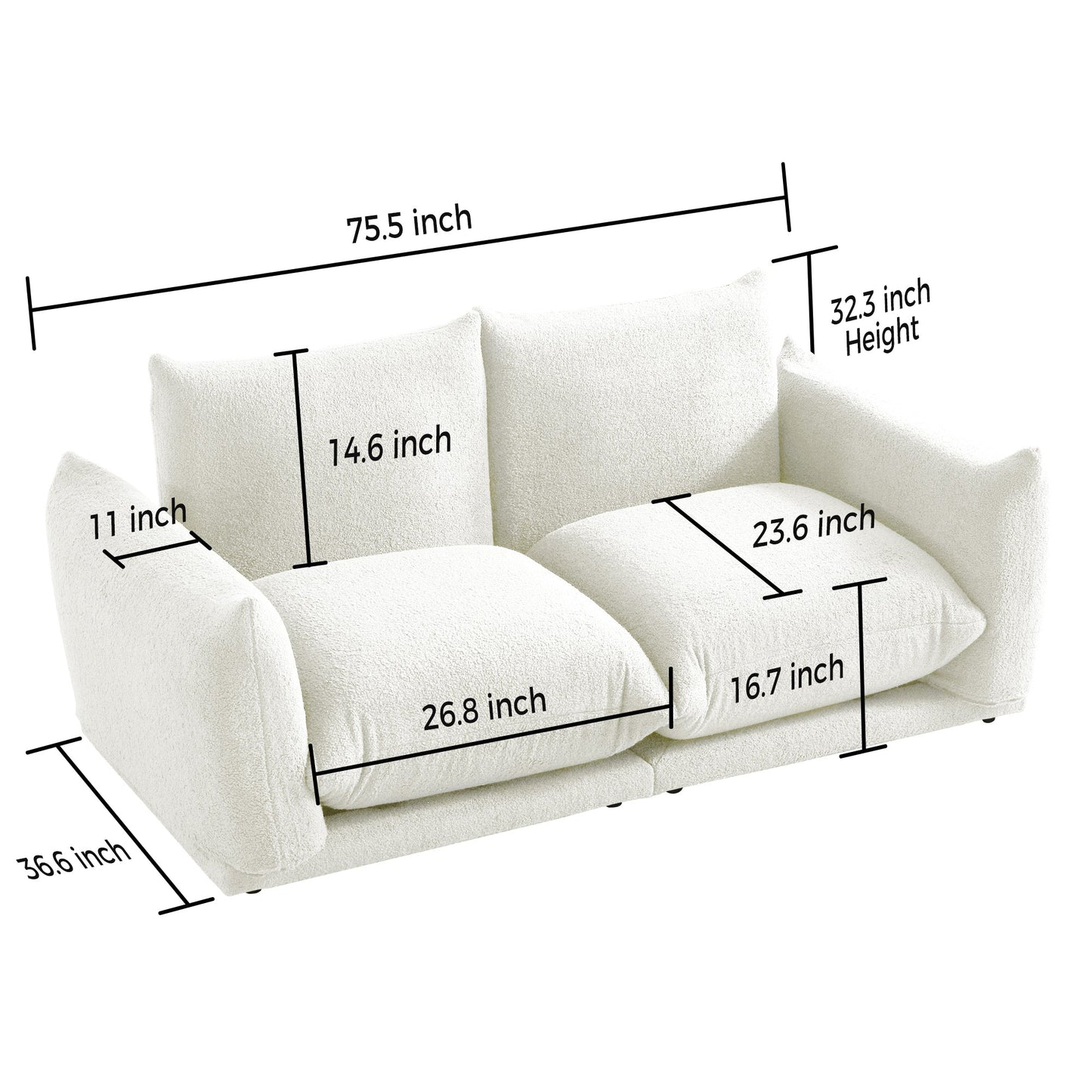 Modern Modular Cloud Sectional Couch Lambswool Fabric Chaise Oversized Sofa
