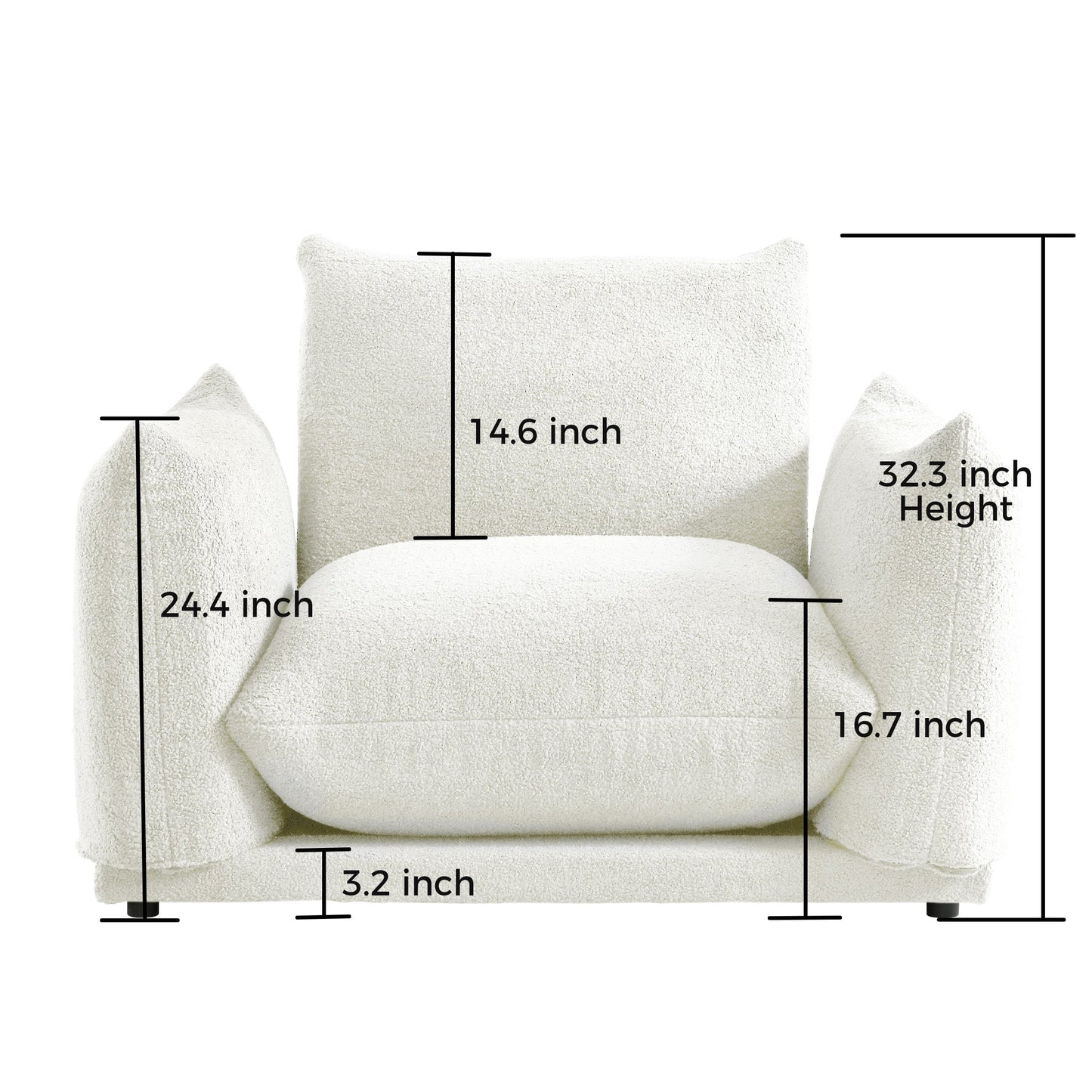 Modern Modular Cloud Sectional Couch Lambswool Fabric Chaise Oversized Sofa