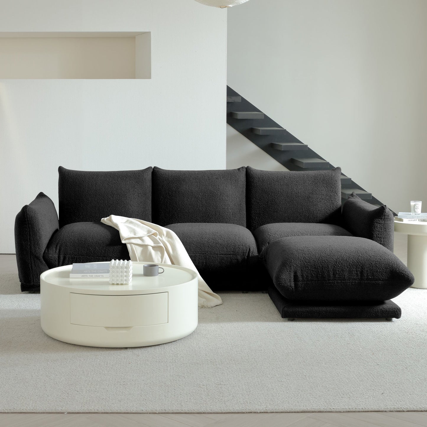 Modern Modular Cloud Sectional Couch Lambswool Fabric Chaise Oversized Sofa