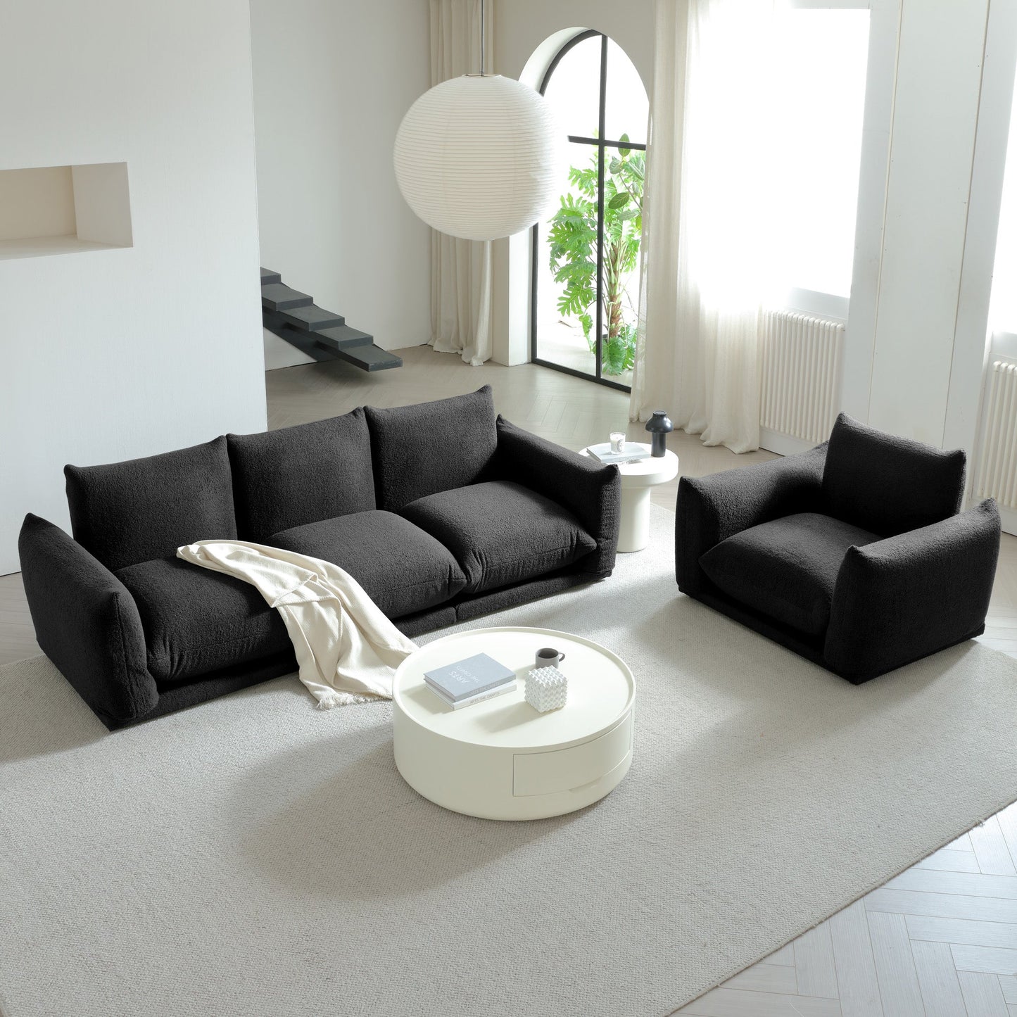 Modern Modular Cloud Sectional Couch Lambswool Fabric Chaise Oversized Sofa