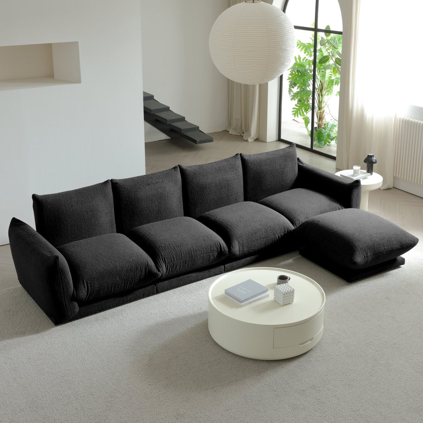 Modern Modular Cloud Sectional Couch Lambswool Fabric Chaise Oversized Sofa