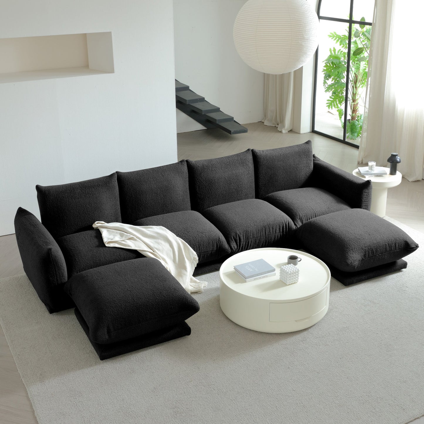 Modern Modular Cloud Sectional Couch Lambswool Fabric Chaise Oversized Sofa