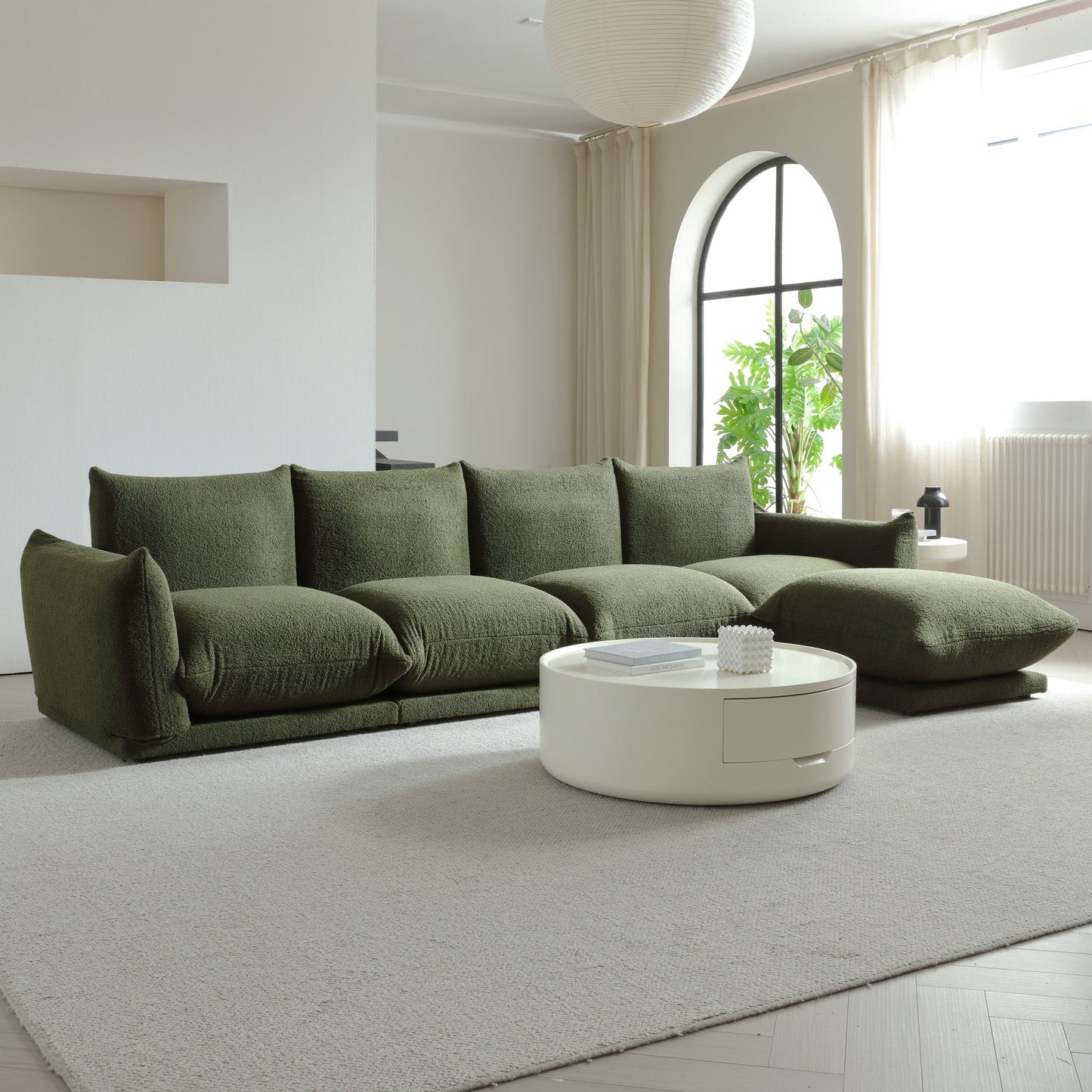 Modern Modular Cloud Sectional Couch Lambswool Fabric Chaise Oversized Sofa