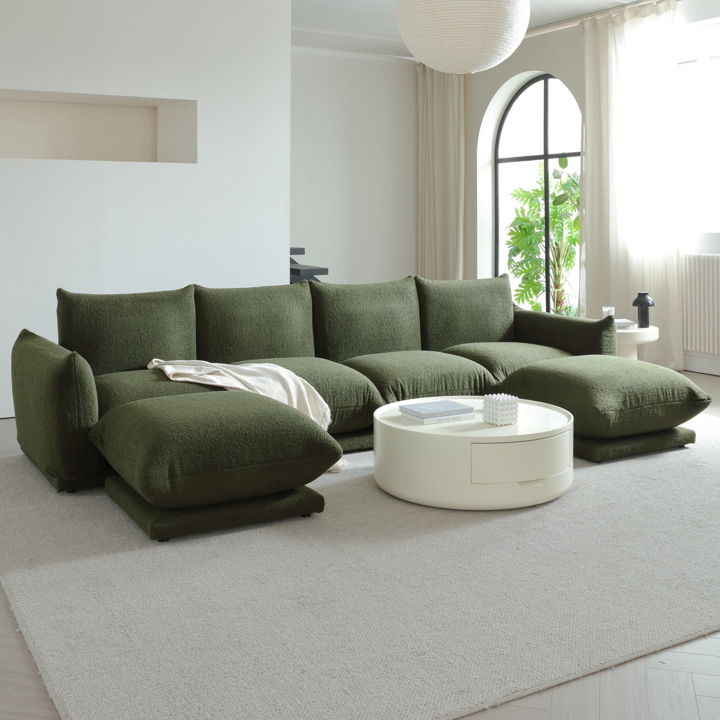 Modern Modular Cloud Sectional Couch Lambswool Fabric Chaise Oversized Sofa