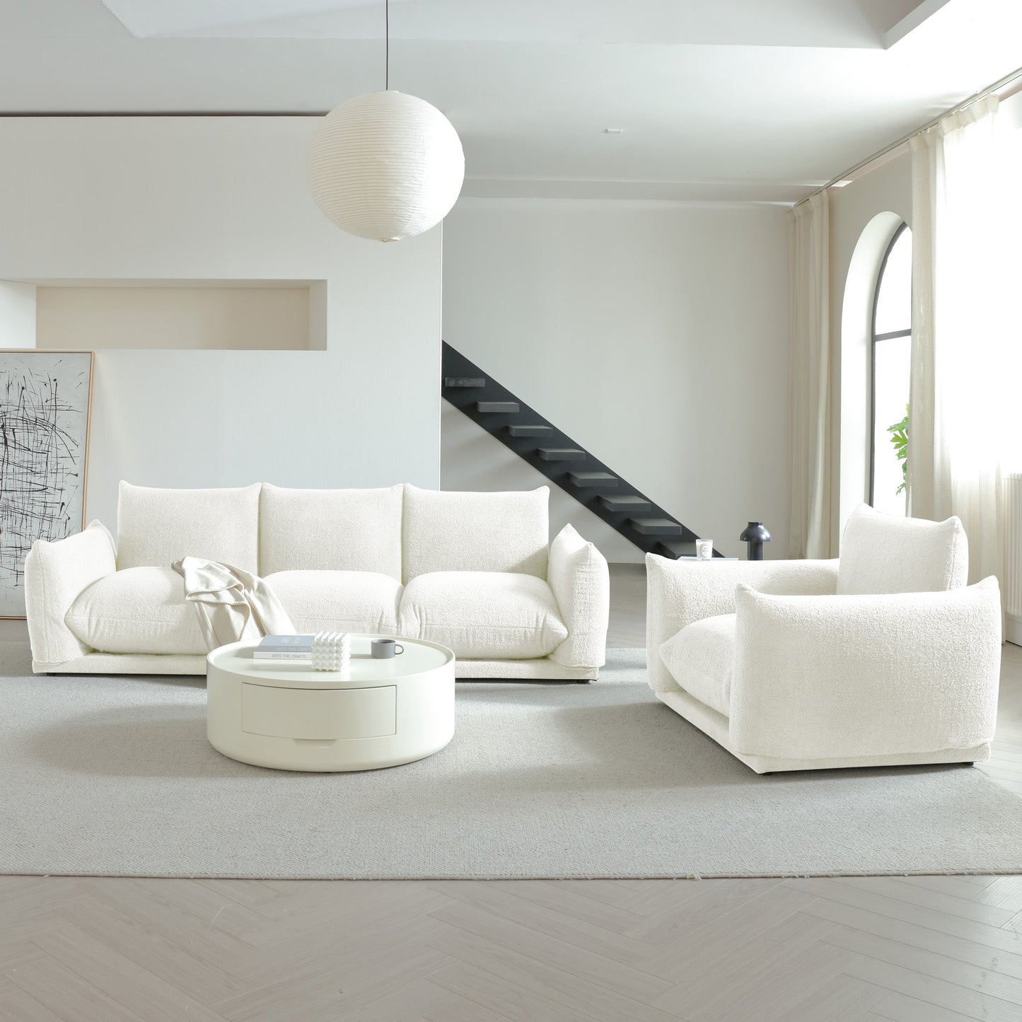 Modern Modular Cloud Sectional Couch Lambswool Fabric Chaise Oversized Sofa