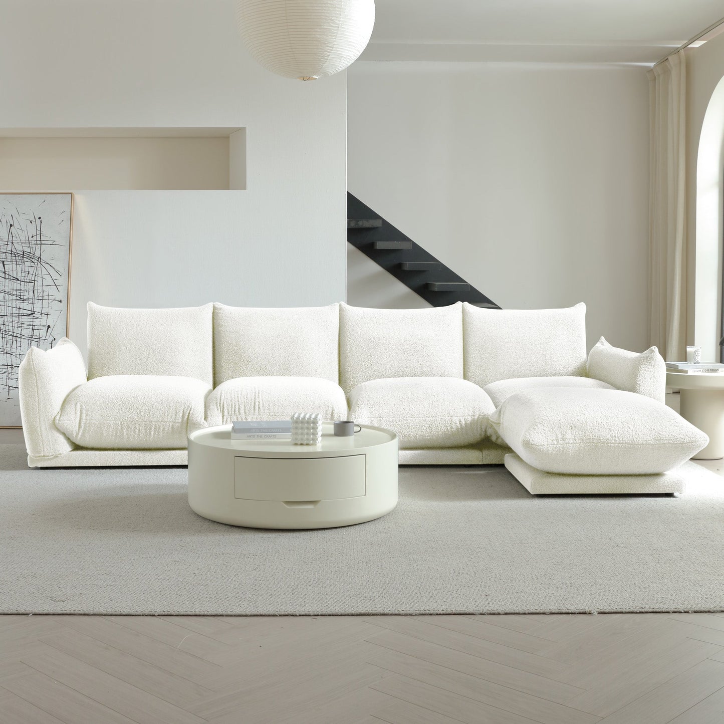 Modern Modular Cloud Sectional Couch Lambswool Fabric Chaise Oversized Sofa