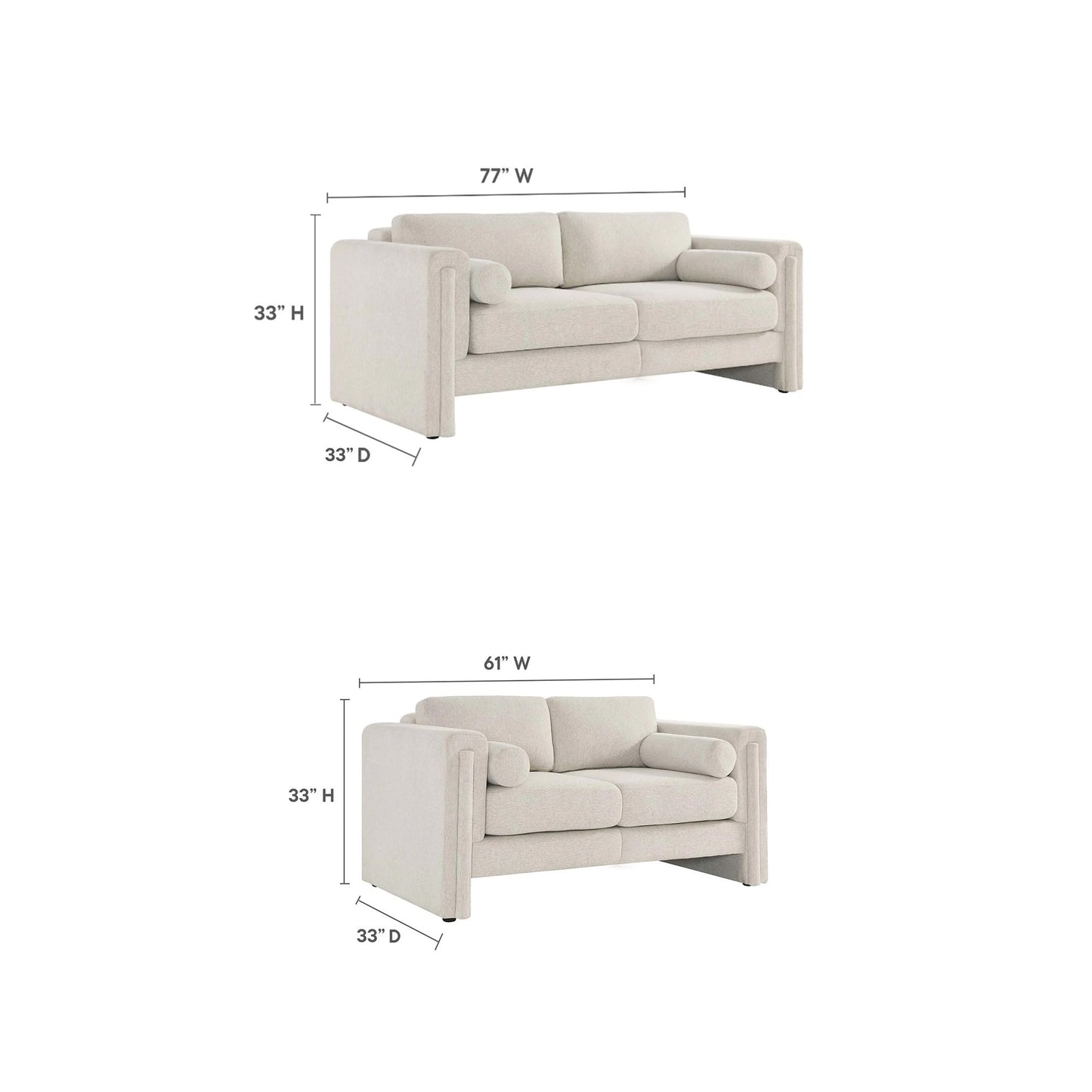 77" Three-seater Fabric Sofa for Living Room