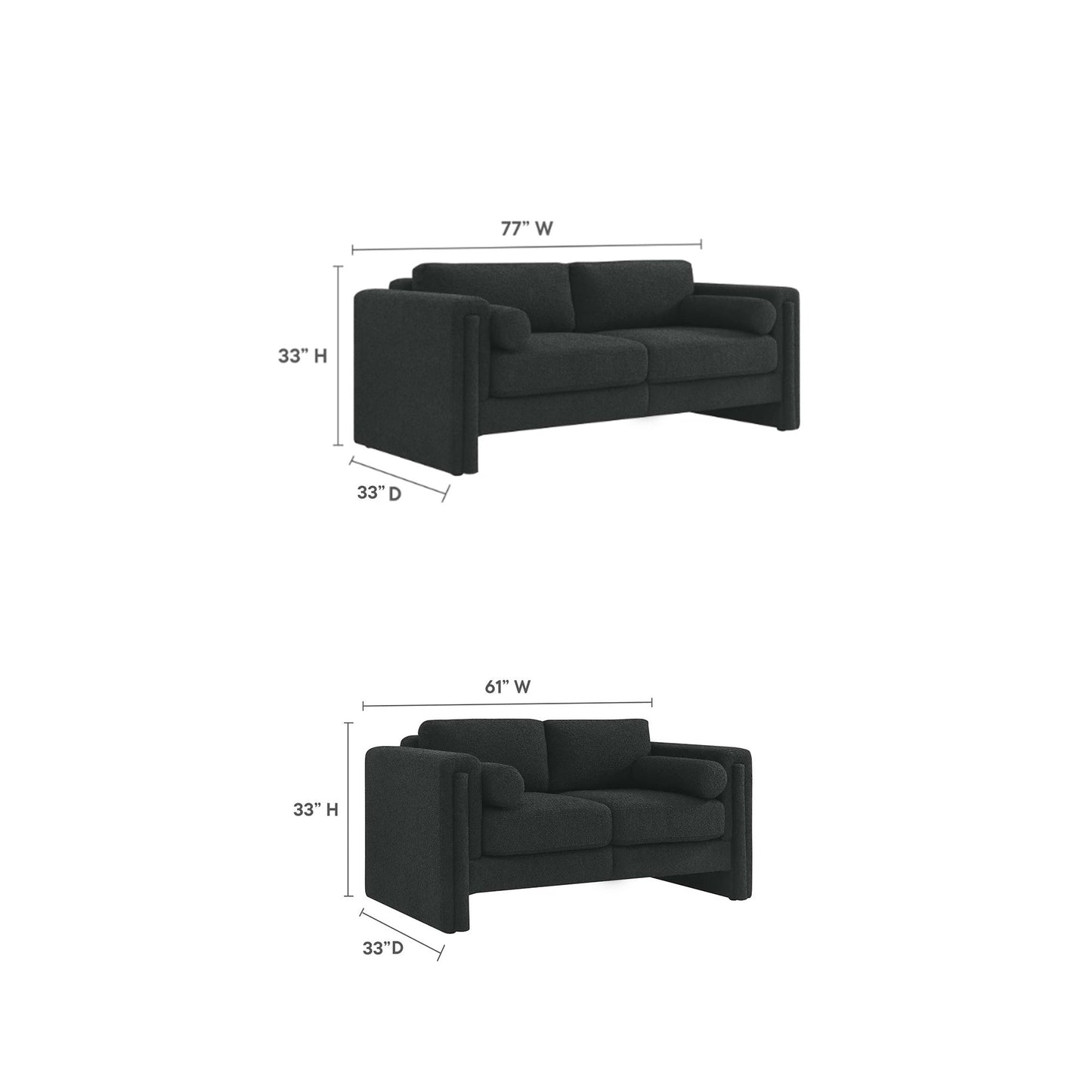 77" Three-seater Fabric Sofa for Living Room