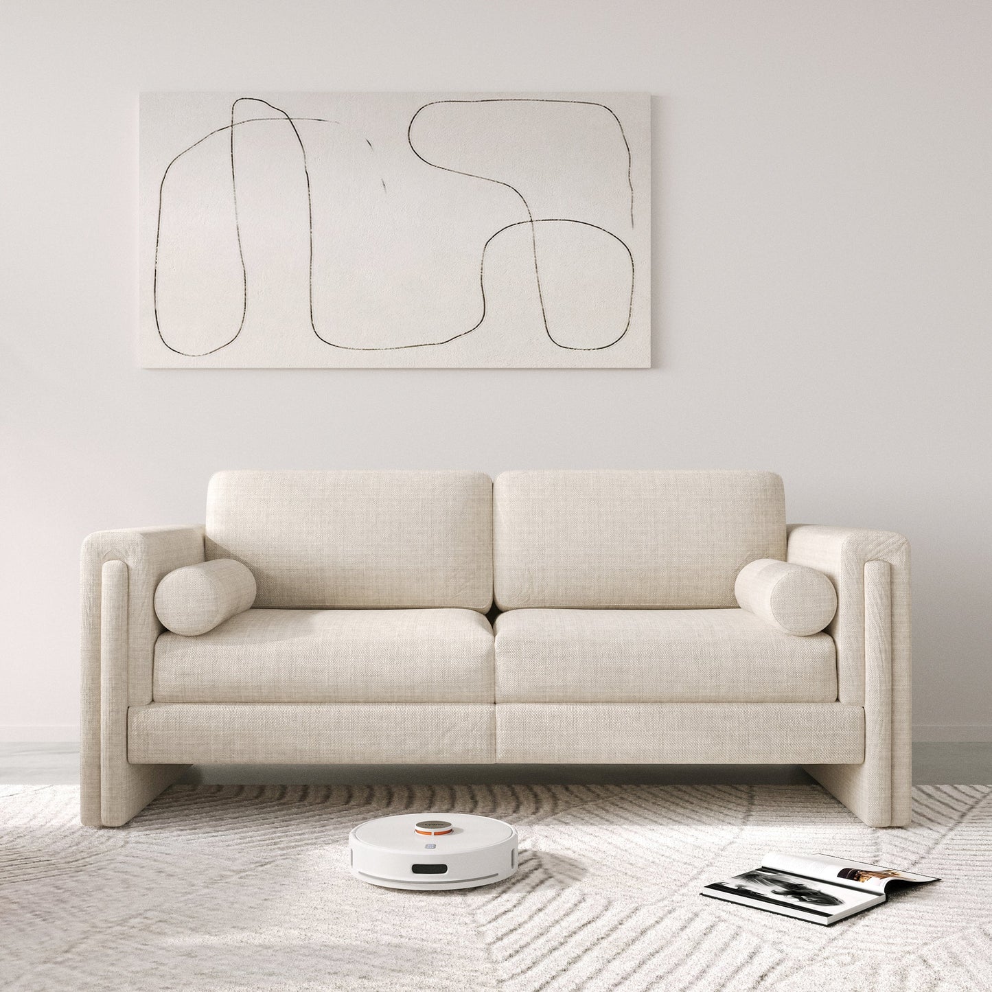 77" Three-seater Fabric Sofa for Living Room