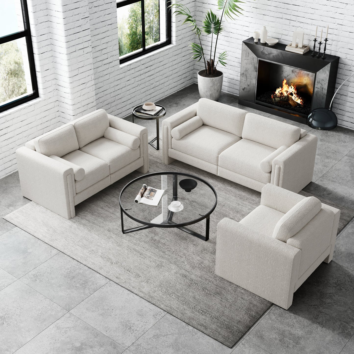 77" Three-seater Fabric Sofa for Living Room