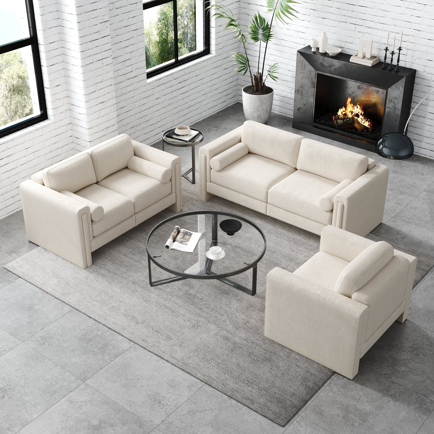 Fabric Loveseat Upholstered Two-Seater Sofa
