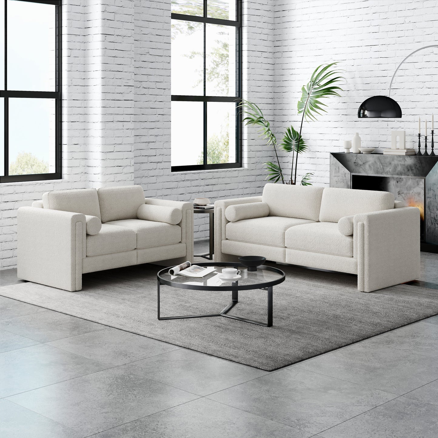 77" Three-seater Fabric Sofa for Living Room