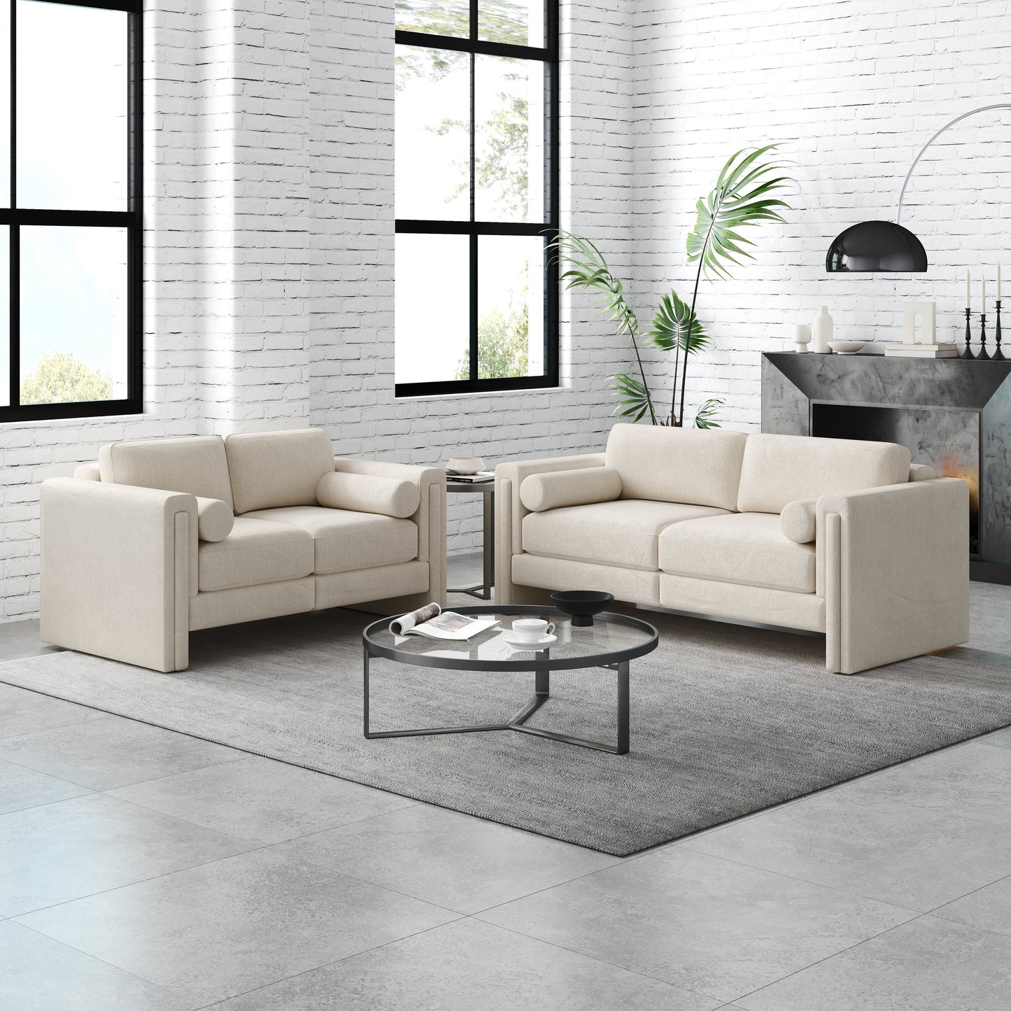 77" Three-seater Fabric Sofa for Living Room